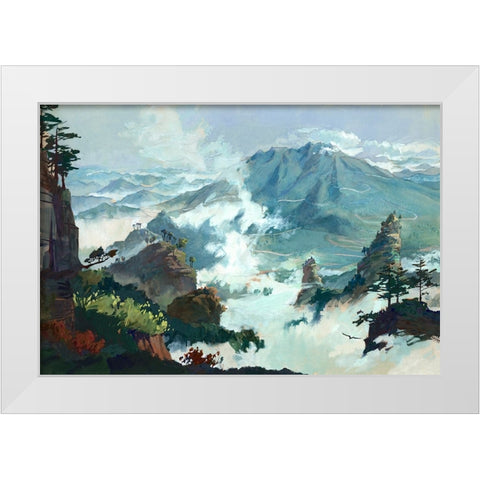 Peaks White Modern Wood Framed Art Print by Wang, John Z.