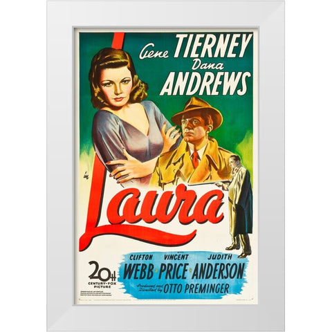 Laura-1944 White Modern Wood Framed Art Print by Vintage Hollywood Archive