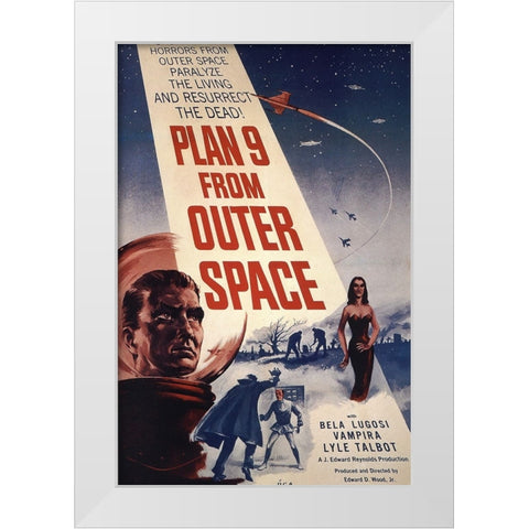 Plan nine from Outer Space White Modern Wood Framed Art Print by Vintage Hollywood Archive