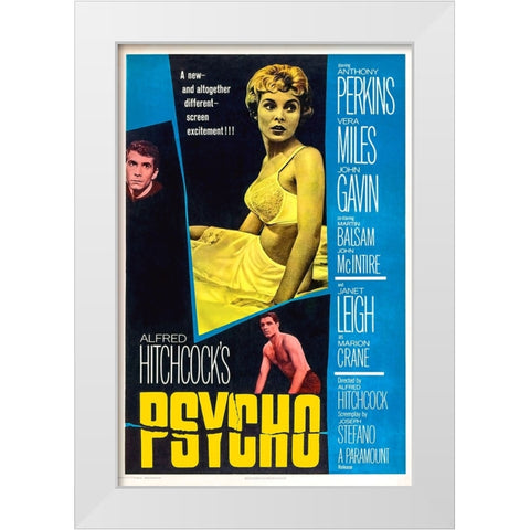 Psycho-1960 White Modern Wood Framed Art Print by Vintage Hollywood Archive