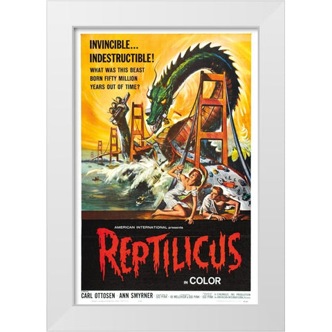 Reptilicus-1961 White Modern Wood Framed Art Print by Vintage Hollywood Archive