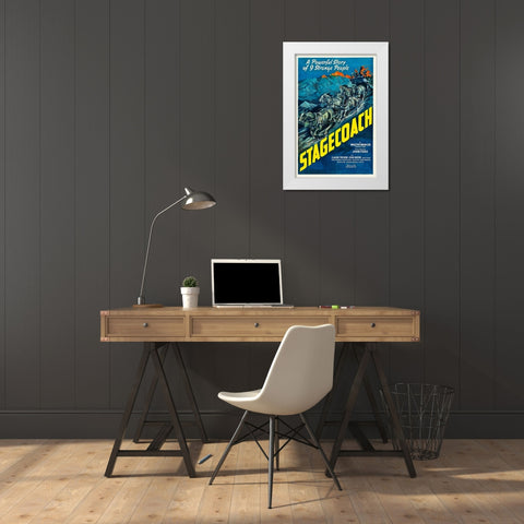 Stagecoach-1939 White Modern Wood Framed Art Print by Vintage Hollywood Archive