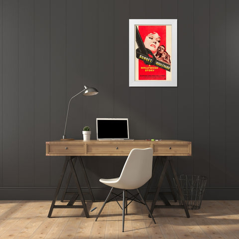 Sunset Boulevard-1950 White Modern Wood Framed Art Print by Vintage Hollywood Archive