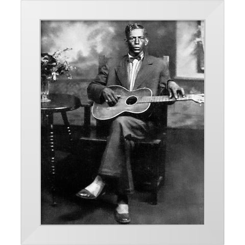 Charley Patton-1929 White Modern Wood Framed Art Print by Vintage Music Archive