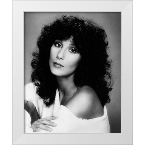 Cher Casablanca White Modern Wood Framed Art Print by Vintage Music Archive