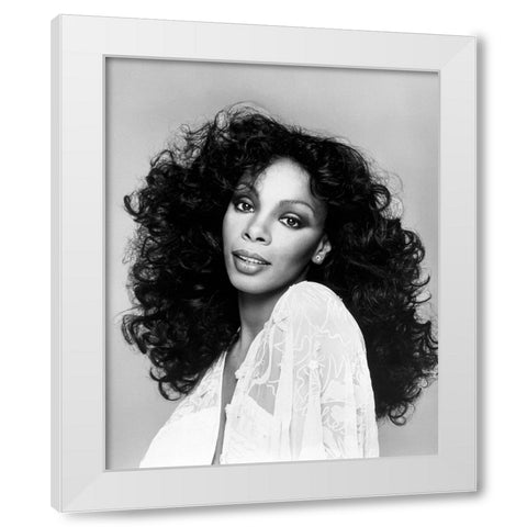 Donna Summer-1977 White Modern Wood Framed Art Print by Vintage Music Archive