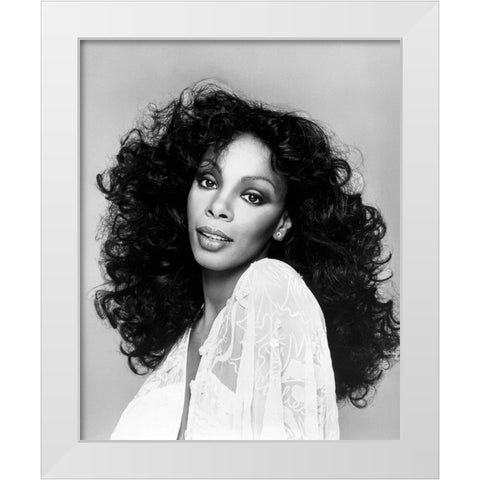 Donna Summer-1977 White Modern Wood Framed Art Print by Vintage Music Archive