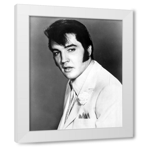 Elvis Presley-1968 White Modern Wood Framed Art Print by Vintage Music Archive