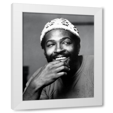 Marvin Gaye-1973 White Modern Wood Framed Art Print by Vintage Music Archive