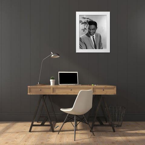 Nat King Cole-1964 White Modern Wood Framed Art Print by Vintage Music Archive