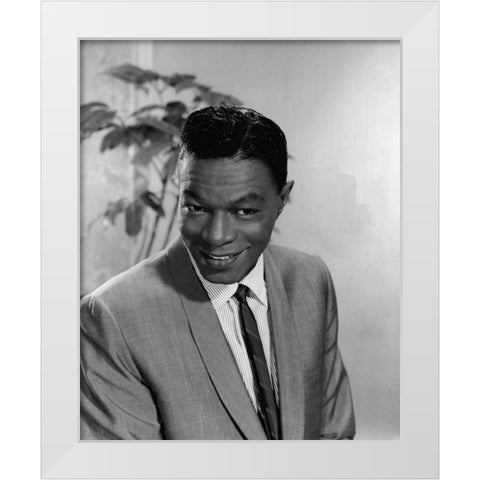 Nat King Cole-1964 White Modern Wood Framed Art Print by Vintage Music Archive