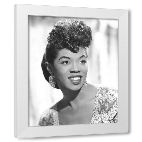 Sarah Vaughan-1955 White Modern Wood Framed Art Print by Vintage Music Archive