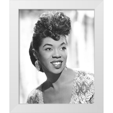Sarah Vaughan-1955 White Modern Wood Framed Art Print by Vintage Music Archive