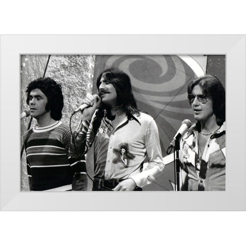 Three Dog Night-1975 White Modern Wood Framed Art Print by Vintage Music Archive