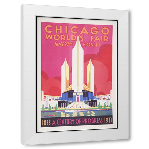 Chicago-1933 White Modern Wood Framed Art Print by Worlds Fair Posters