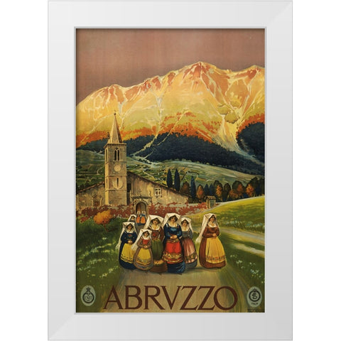 Abrvzzo-Italy White Modern Wood Framed Art Print by Vintage Travel Posters