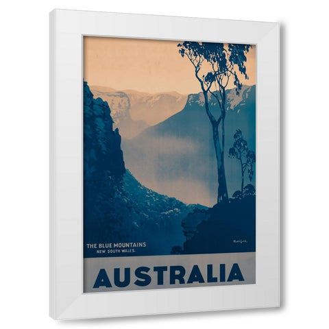 Australia Travel Poster The Blue Mountains White Modern Wood Framed Art Print by Vintage Travel Posters
