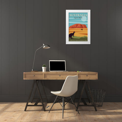Australia Uluru-Kata Tjuta National Park White Modern Wood Framed Art Print by Vintage Travel Posters