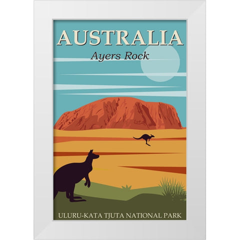Australia Uluru-Kata Tjuta National Park White Modern Wood Framed Art Print by Vintage Travel Posters