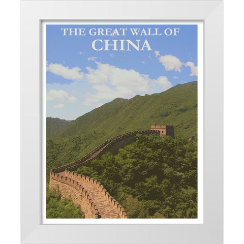 China The Great Wall Travel Poster White Modern Wood Framed Art Print by Vintage Travel Posters