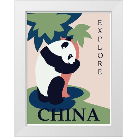 China Panda Travel Poster White Modern Wood Framed Art Print by Vintage Travel Posters