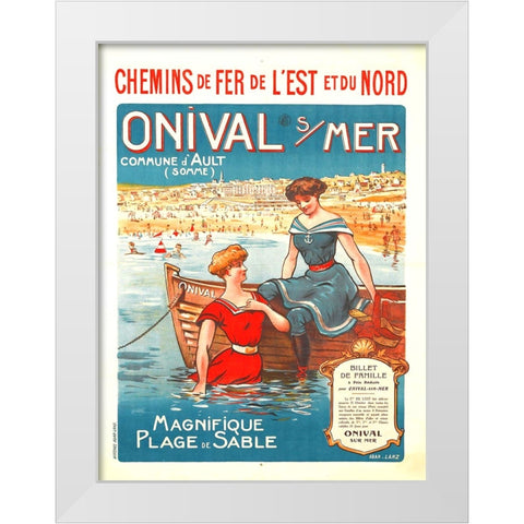 Onival Sur Mer-French Vintage Poster White Modern Wood Framed Art Print by Vintage Travel Posters