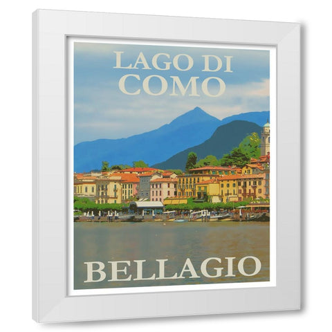 Lake Como Italy Travel Poster White Modern Wood Framed Art Print by Vintage Travel Posters
