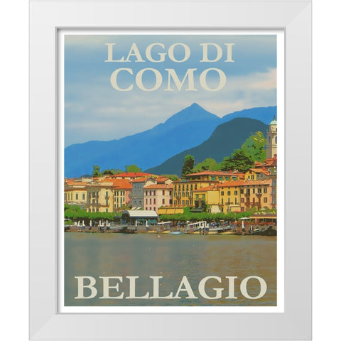 Lake Como Italy Travel Poster White Modern Wood Framed Art Print by Vintage Travel Posters
