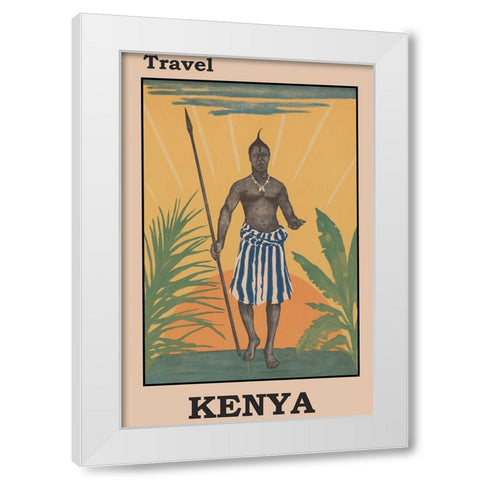 Kenya Africa Travel Poster White Modern Wood Framed Art Print by Vintage Travel Posters