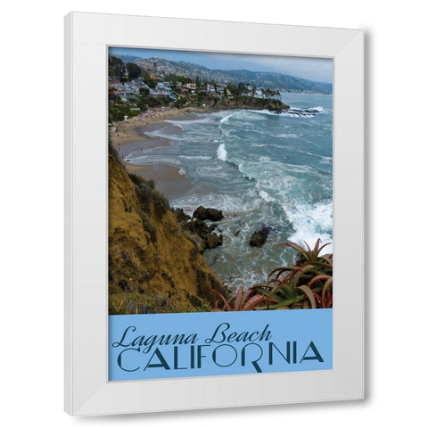 Laguna Beach Travel Poster White Modern Wood Framed Art Print by Vintage Travel Posters
