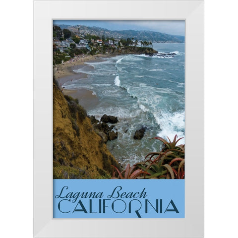 Laguna Beach Travel Poster White Modern Wood Framed Art Print by Vintage Travel Posters