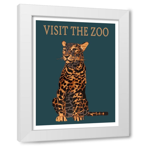 Leopard Zoo White Modern Wood Framed Art Print by Vintage Travel Posters