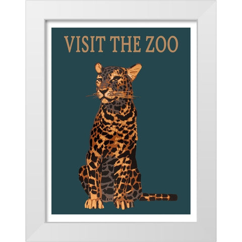 Leopard Zoo White Modern Wood Framed Art Print by Vintage Travel Posters