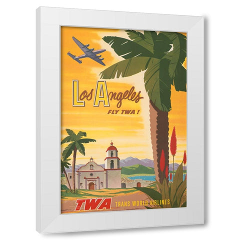Los Angeles Travel Poster White Modern Wood Framed Art Print by Vintage Travel Posters
