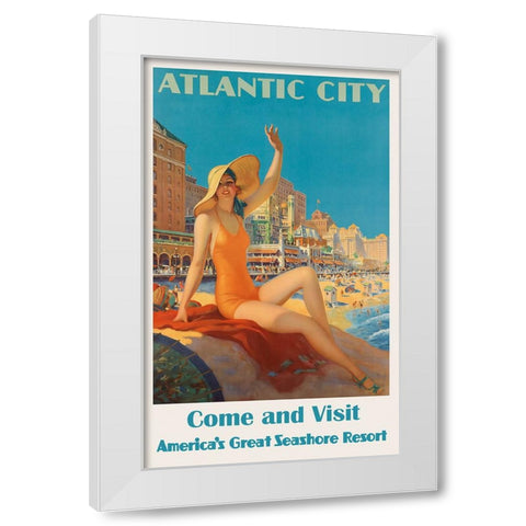 New Jersey Travel Poster White Modern Wood Framed Art Print by Vintage Travel Posters