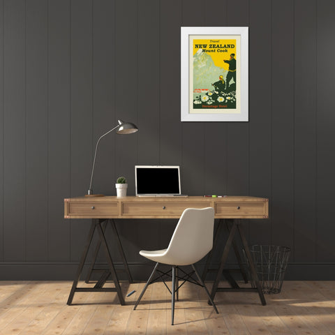 New Zealand Travel Poster White Modern Wood Framed Art Print by Vintage Travel Posters