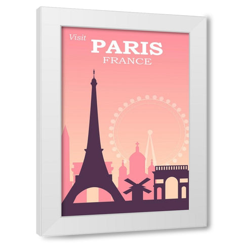 Paris Travel Poster White Modern Wood Framed Art Print by Vintage Travel Posters