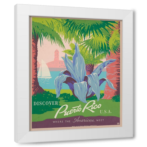 Puerto Rico Travel Poster White Modern Wood Framed Art Print by Vintage Travel Posters