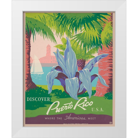 Puerto Rico Travel Poster White Modern Wood Framed Art Print by Vintage Travel Posters