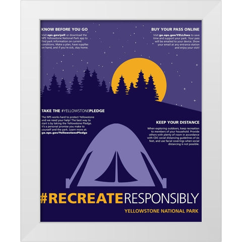 Recreate Responsibly Camping Poster White Modern Wood Framed Art Print by Vintage Travel Posters