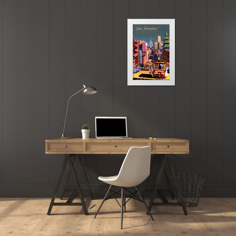 San Francisco Travel Poster White Modern Wood Framed Art Print by Vintage Travel Posters