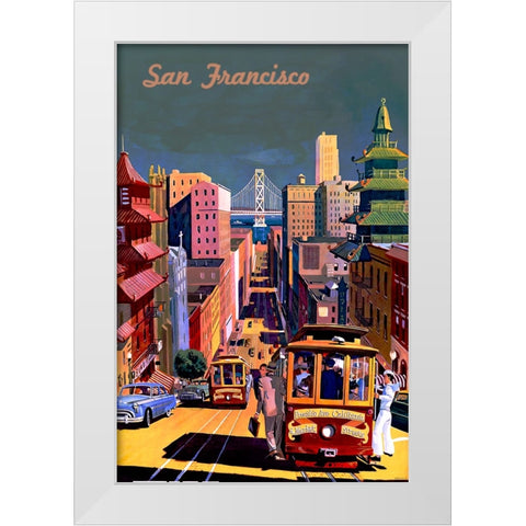 San Francisco Travel Poster White Modern Wood Framed Art Print by Vintage Travel Posters