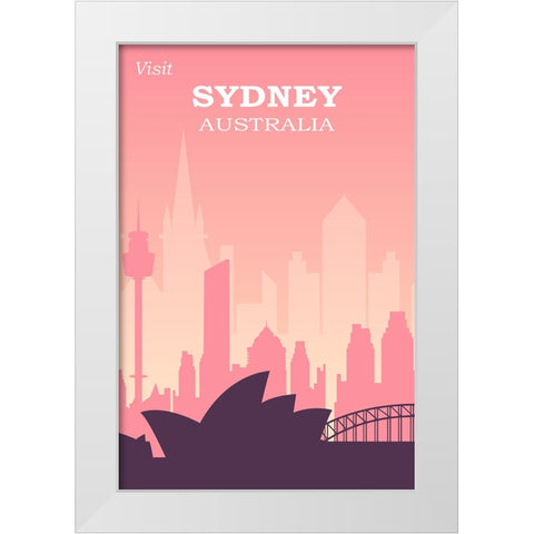 Sydney Travel Poster White Modern Wood Framed Art Print by Vintage Travel Posters