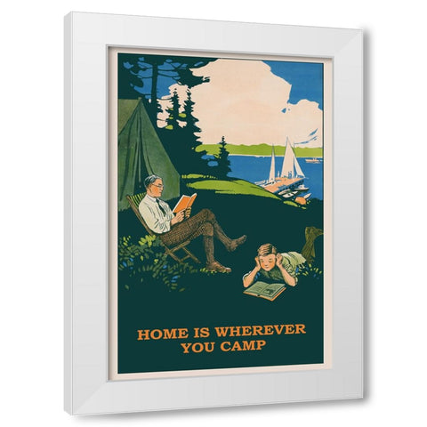 Vintage Camping Poster White Modern Wood Framed Art Print by Vintage Travel Posters