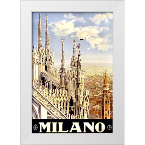 Vintage Milano Poster White Modern Wood Framed Art Print by Vintage Travel Posters