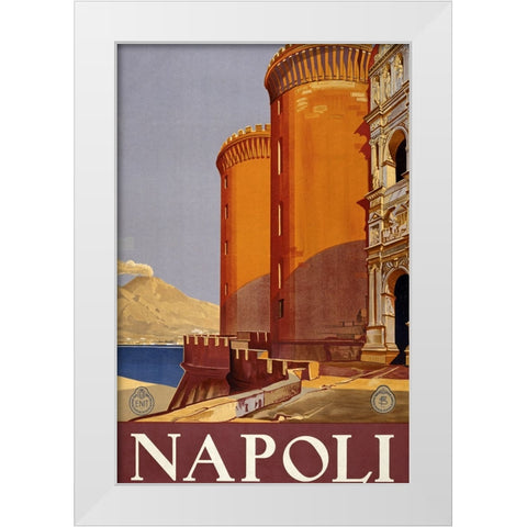 Vintage Napoli Poster White Modern Wood Framed Art Print by Vintage Travel Posters