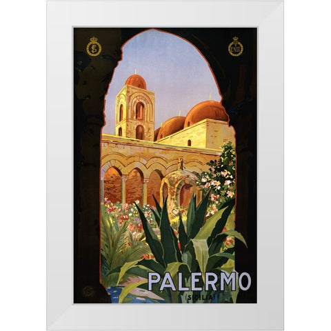 Vintage Palermo Poster White Modern Wood Framed Art Print by Vintage Travel Posters