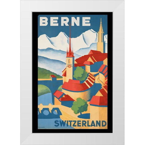 Vintage Swiss Travel Poster White Modern Wood Framed Art Print by Vintage Travel Posters