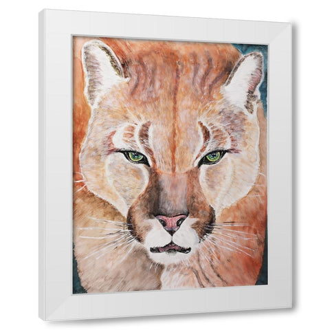 Cougar Courage White Modern Wood Framed Art Print by Derr, Wynn