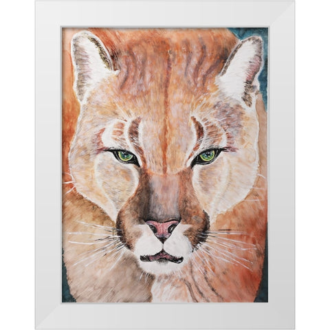 Cougar Courage White Modern Wood Framed Art Print by Derr, Wynn